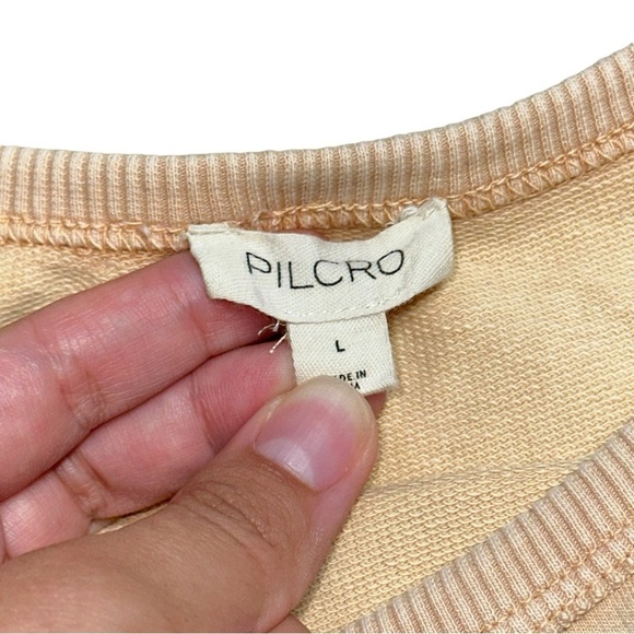 Pilcro Anthropologie Tan Eyelet Ruffle Blouse Womens L - Picture 6 of 10